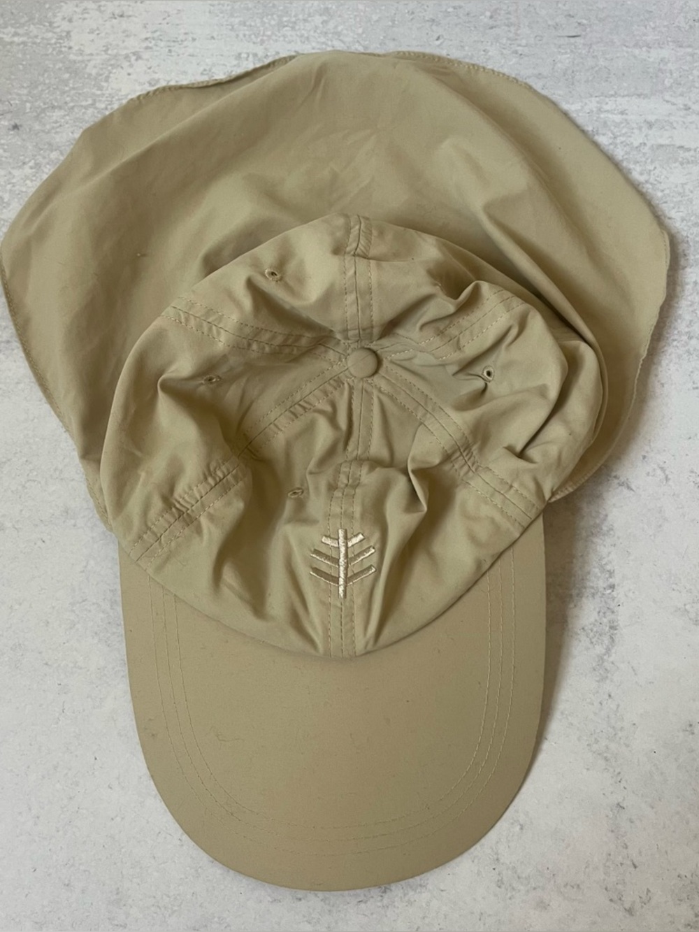 Coolibar Nylon Sun Protection Hat Neck Drape Neutral Beige